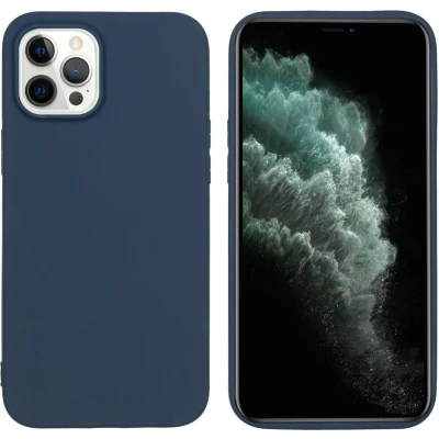 Afbeelding van iMoshion Hoesje Geschikt voor iPhone 12 Pro Max Siliconen Color Backcover Donkerblauw