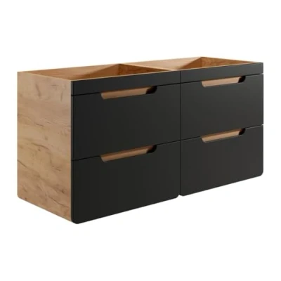 Afbeelding van Vente unique Hangend meubel onder wastafel, naturel en antraciet 120 cm ARUBA L 60 x H 59 D 46