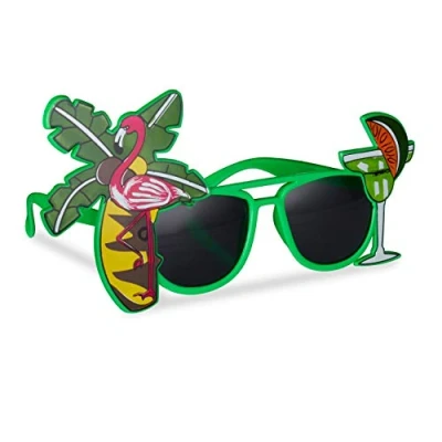 Afbeelding van Relaxdays Party bril Hawaii cocktailbril palmboom flamingo tropische feestbril
