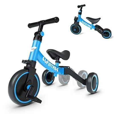 Afbeelding van besrey Driewieler, 5 in 1 driewieler voor kinderen, schaalbare baby, tot 4 jaar, draisienne fiets, fiets zonder pedaal, blauw
