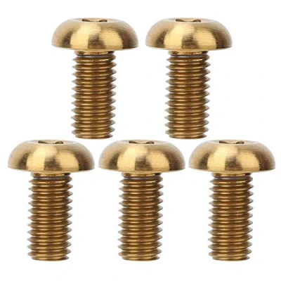 Afbeelding van Vbest life 5 stuks / pak M5 x 12 fietswaterfles, kooibouten 10 mm, remschroeven, schijf van titanium legering, fietsschroeven set (M5 cm, goud)