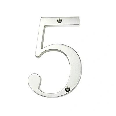 Afbeelding van HASWARE Huisnummerbord 4 inch (10 cm), moderne deurnummers, bord voor het weergeven van adresnummers zinklegering (5, zilver)