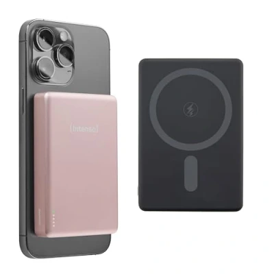 Afbeelding van (Intenso) MW10000 Powerbank 10.000 mAh Li Po geschikt voor MagSafe Draadloos &amp; USB C 20W PowerDelivery roze