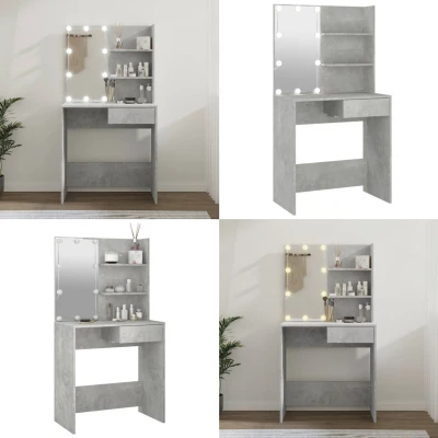 Afbeelding van Kaptafel met LED verlichting 74,5x40x141 cm betongrijs