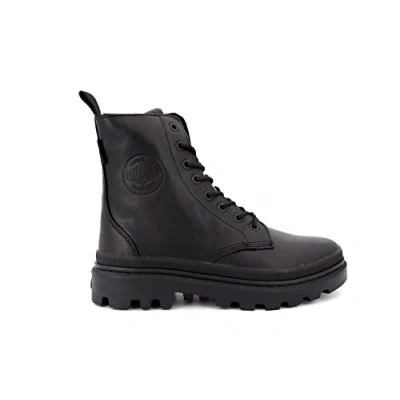Afbeelding van Palladium Pallatrooper OFF LTH Enkellaarsjes met plateauzool, Maat: 38, Black/black Leer