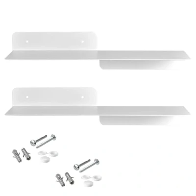Afbeelding van SOTECH Set van 2 wandplanken HOVER I 350 x 130 78 mm wit, wandmontage, hangrek met bevestigingsset, modern rek voor de muur