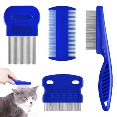Afbeelding van 4 stuks luizenkam, vlooienkam voor katten en honden, kam tegen luizen vlooienborstel katten, honden
