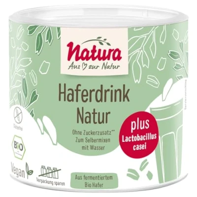 Afbeelding van NATURA Lactobacillus casei Natuurlijk biologisch haverpoeder met actieve melkzuurbacteriën 100% zonder toegevoegde suiker, glutenvrij, veganistisch instant 300 g