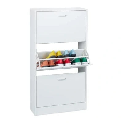 Afbeelding van schoenenkast 113 x 60 24 cm voor 18 paar 3 kleppen wit