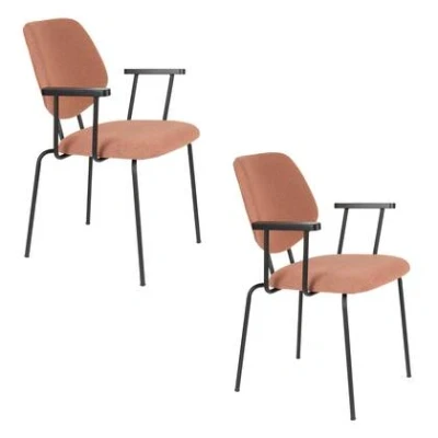 Afbeelding van Housecraft Living Zelo Eetkamerstoelen Armleuning Roze Set van 2