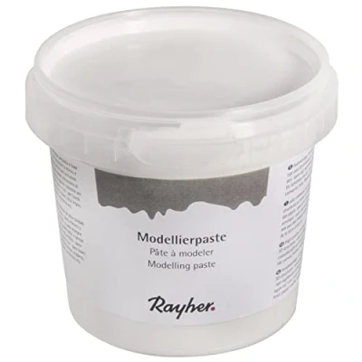 Afbeelding van Rayher Witte boetseerklei op waterbasis, doos van 500 g, structuurpasta, aanbrengen met spatel voor reliëfstructuren 38932000