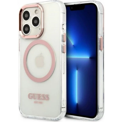 Afbeelding van Guess Translucent Back Case (MagSafe Compatible) Geschikt voor Apple iPhone 13 Pro (6.1&quot;) Roze