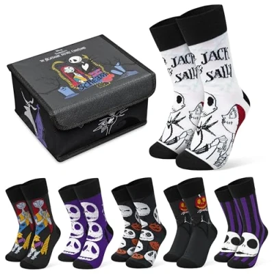 Afbeelding van Disney The Nightmare Before Christmas 6 paar damessokken, zwart, 2,5/7,5 UK, zwart.