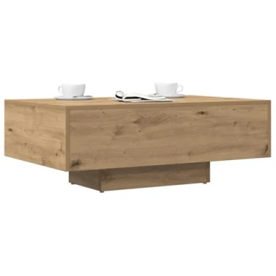 Afbeelding van Salontafel 85x55x31 cm bewerkt hout artisanaal eikenkleurig