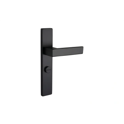 Afbeelding van Lavuzo deurkruk Imperio Zwart met rechthoekig schild WC63/8 badkamersluiting Per set