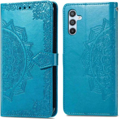 Afbeelding van iMoshion Hoesje Geschikt voor Samsung Galaxy A54 (5G) Met Pasjeshouder Mandala Bookcase Turquoise