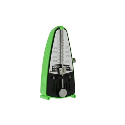 Afbeelding van Wittner Taktell Piccolo Serie 830 Metronoom kunststof behuizing zonder bel neongroen mechanisch opwindmechanisme geen batterijen nodig Made in Germany