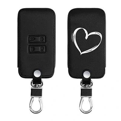 Afbeelding van kwmobile autosleutelhoes geschikt voor Renault 4 knops Smartkey autosleutel (alleen Keyless Go) Hoesje van imitatieleer in wit / zwart Brushed Hart design