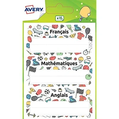 Afbeelding van Avery Fancy Sport etiketten, meerkleurig, 76 x 34 mm, 15 stuks