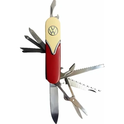 Afbeelding van Zakmes Volkswagen Rood Cream Retro stijl 10 tools RVS