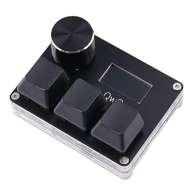 Afbeelding van Mini Mechanisch Toetsenbord, Aangepast USB C Toetsenbord RGB Snelle Trigger 3 Toetsen Met Magnetische Knop / Scherm/Schakelaar (Kleur: Zwart, Maat: Rode Schakelaar)