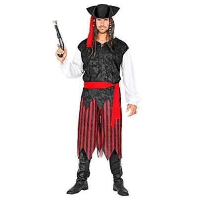 Afbeelding van Widmann Piraat &amp; Viking Kostuum Weergaloze Pieter Man Rood, Zwart Small Carnavalskleding Verkleedkleding