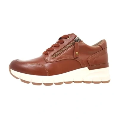 Afbeelding van Jana Sneakers laag, Dames, Maat: 39, Cognac Pu