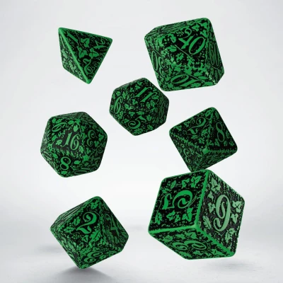 Afbeelding van Qworkshop QWOFOR15 Lot de 7 dés 3D Forêt Vert et Noir