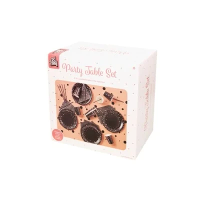 Afbeelding van Tafelset Zwart en Rose Goud 41 delig