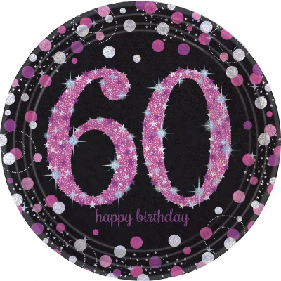 Afbeelding van Borden 60 jaar Sparkling Roze 23cm 8 stuks