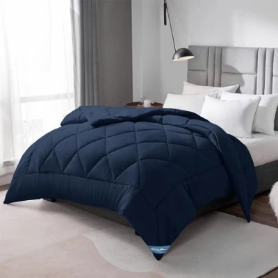Afbeelding van WAVVE Lichtgewicht, zacht en ademend dekbed van 300 g/m² vezels voor bedden 135/150 cm, herfst winter, marineblauw, 240 x 220 cm