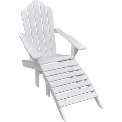 Afbeelding van Tuinstoel met hocker hout wit