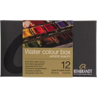Afbeelding van Rembrandt Aquarelverf metalen set 12 napjes + penseel