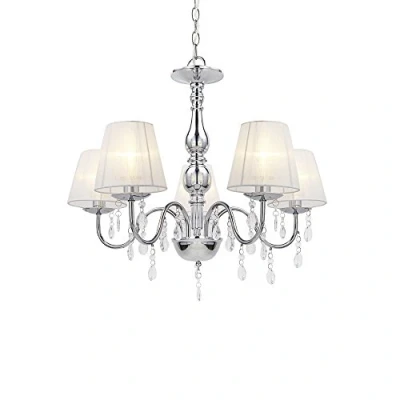 Afbeelding van [lux.pro]® Kroonluchter 5 armig Isabelle chroom, wit