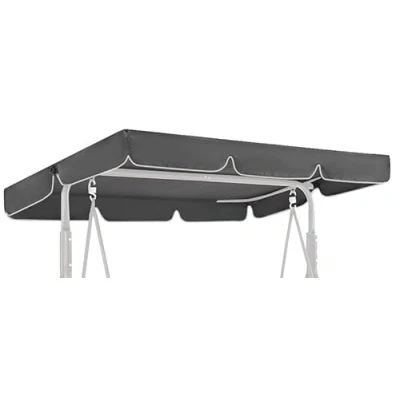 Afbeelding van GREMEX Schommeldak 200 x 120 cm, robuuste dakhoes voor schommelbank, waterdicht zonnedak tuinschommel, grijs dak hangschommel