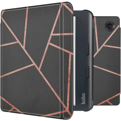 Afbeelding van imoshion Design Slim Hard Case Sleepcover met stand voor de Kobo Libra Colour Black Graphic