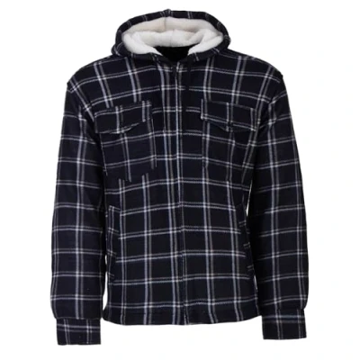Afbeelding van Henry Terre Houthakkersjas voor heren, met capuchon, werkjas, flanel, thermojas, geruit, gevoerd, Navy Blauw
