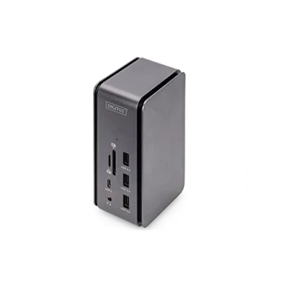 Afbeelding van DIGITUS USB4 Thunderbolt Docking Station 14 poorten 1x HDMI, DP (8K @30Hz) 6x USB 3.0/USB 2.0, 2x Type C RJ45 LAN, audio jack, kaartlezer, grijs