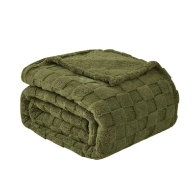 Afbeelding van Good Nite Knuffeldeken, pluizige zachte flanellen fleecedeken, warme zomerdeken voor bank, kantoor en bed, 270 x 230 cm, olijfgroen