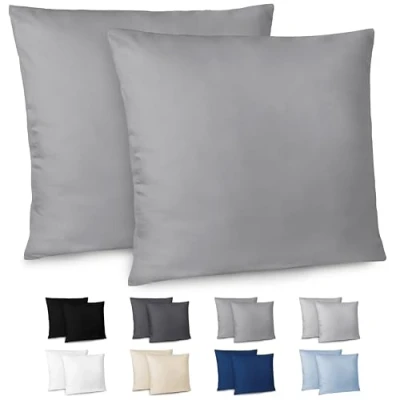 Afbeelding van Dreamzie kussensloop, 80 x cm, set van 2 kussenslopen microvezel met ritssluiting, Oeko Tex gecertificeerd, antraciet