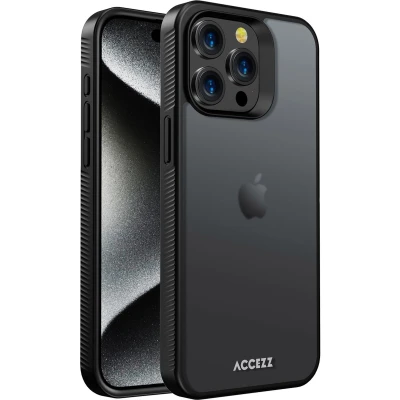Afbeelding van Accezz Hoesje Geschikt voor iPhone 15 Pro Max Rugged Frosted Backcover Zwart