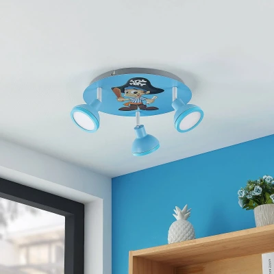 Afbeelding van Lindby plafondlamp met dimmer 3lichts ijzer H: 14.7 cm GU10 blauw Inclusief lichtbronnen