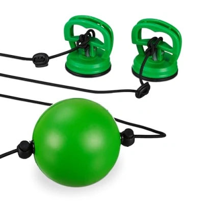 Afbeelding van Relaxdays Reflexbal, dubbel uiteinde voor hand oogcoördinatie, bokstraining, thuistraining, boksbal, groen/zwart, 1 stuk