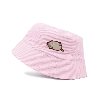 Afbeelding van Pusheen Klokhoed voor meisjes Roze zonnehoed met koord kinderen Geborduurde strandpet Cartoon vakantie hoofddeksel Dagcadeau en tieners, Meerkleurig