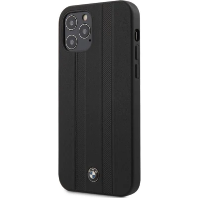 Afbeelding van iPhone 12 Mini Backcase hoesje BMW Effen Zwart Leer