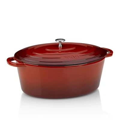 Afbeelding van Braadpan Gietijzer Ovaal Rood, 36 cm x 29 Kela Calido