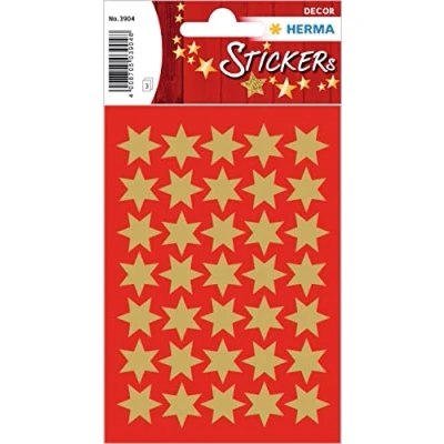 Afbeelding van HERMA 3904 105 stuks kerststickers met gouden sterren Ø 16 mm kerst decoratieve stickers permanente voor Kerstmis, geschenken, knutselen, adventskalender