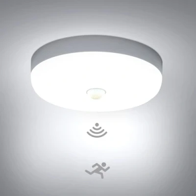 Afbeelding van Combuh Led plafondlamp met bewegingsmelder binnenin, plafondlamp, rond, 15 W, 6500 K, 1500 lm, koudwit, waterdicht, IP56, sensor voor hal, garage, trap, balkon, keuken, badkamer,
