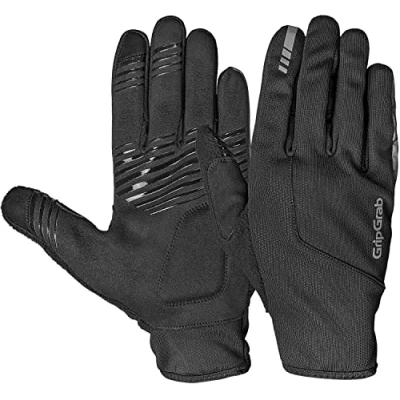 Afbeelding van GripGrab Hurricane 2 Winddichte Lente Herfst Fietshandschoenen Lange Vinger met Padding Zwart Unisex Maat S