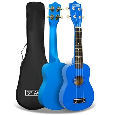 Afbeelding van 3rd Avenue sopraan ukulele voor beginners 21 inch Blauw GRATIS ukelele tas